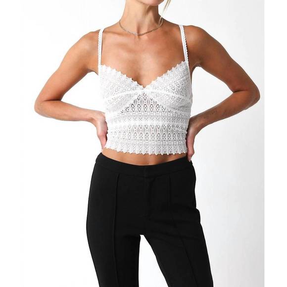 NEW OLIVACEOUS lace crop top in off white - Picture 1 of 3